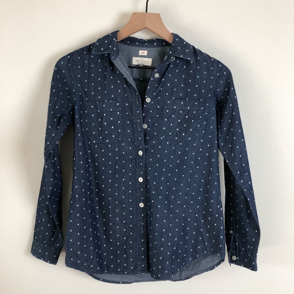 Old Navy Chambray Denim with hearts Button Down